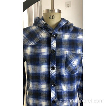 Chemise à capuche en flanelle 10% laine 90% polyester